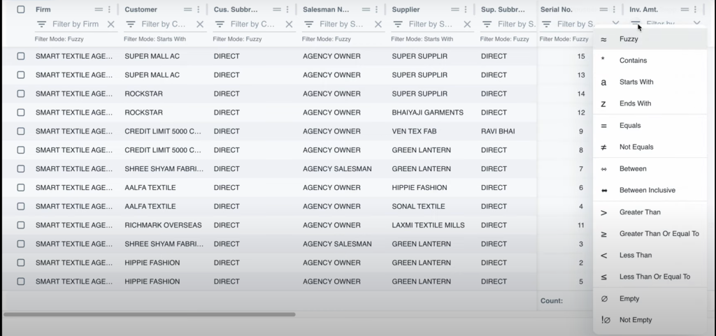Mode in new features of filter 