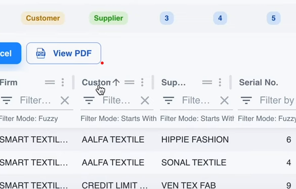 Clicking the header of the column in Smart Agent App